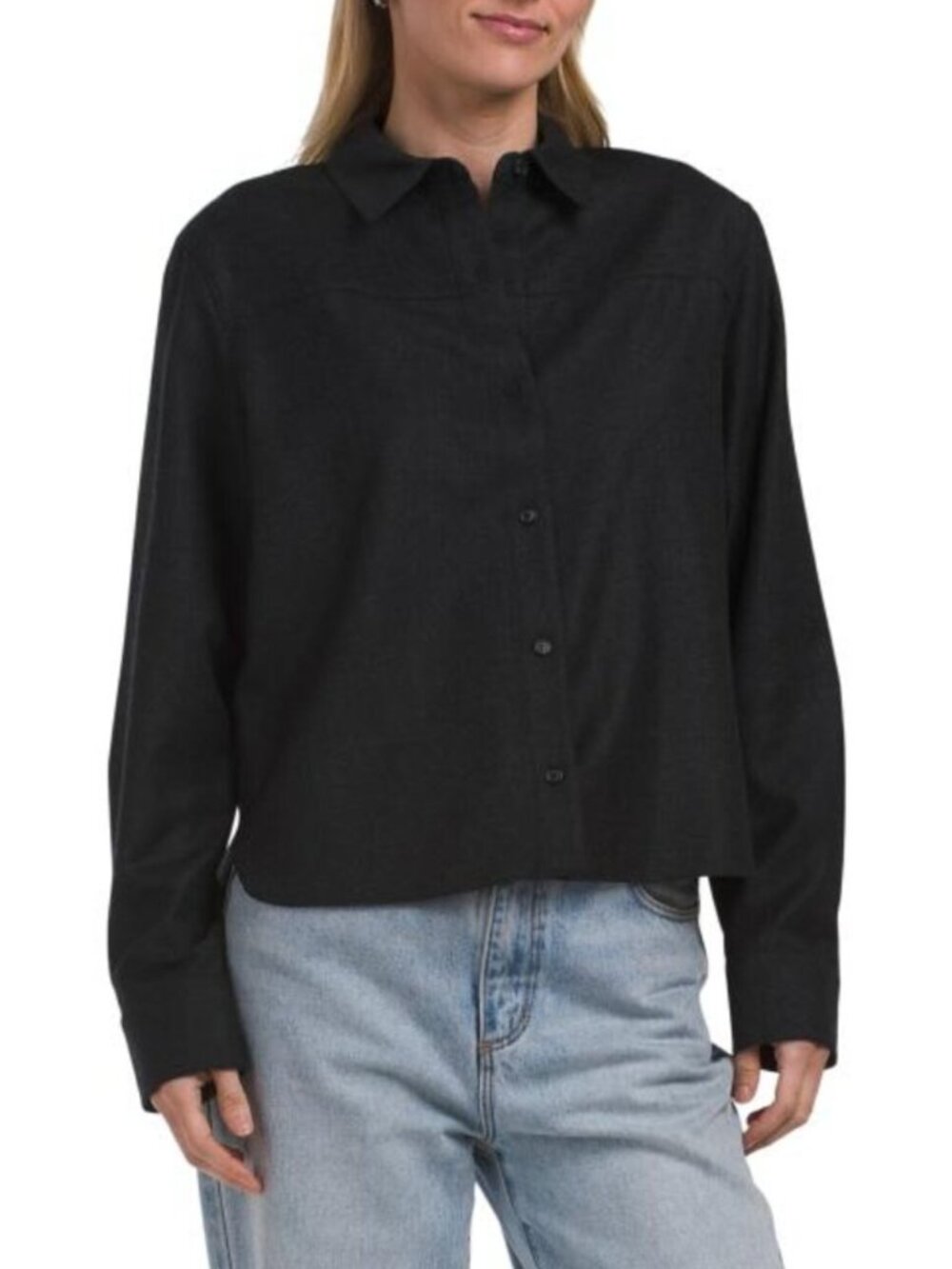 THEORY Virgin Wool Boxy Yoke Sleek Top